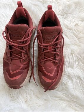 Hoka mens Brick Red Trail Sneakers